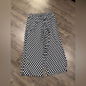 SHEIN Black and White Checkered Wide Leg Pants